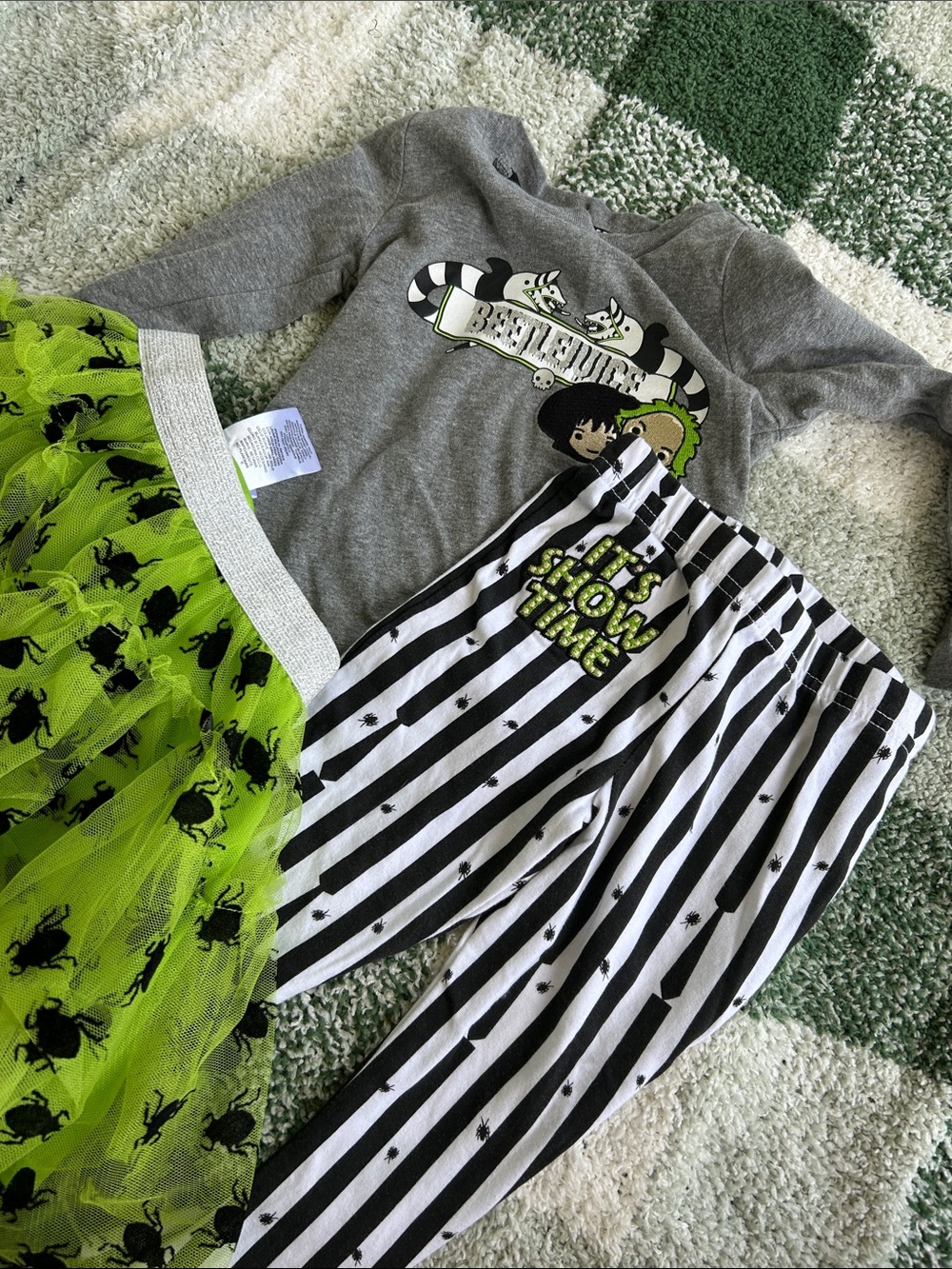 Beetlejuice Kids' Green & Gray Costume Set - Tutu Skirt & Striped Pants - Picture 8 of 8